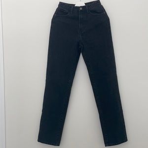 Black high-waisted mom jeans